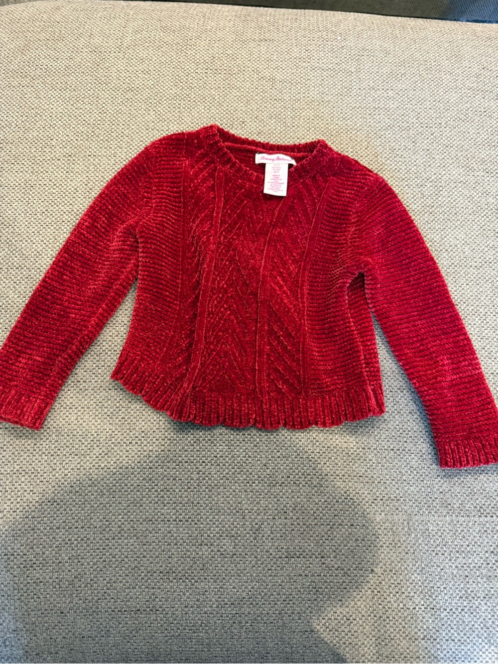Tommy Bahama Red Chenille Cable Knit Crewneck Sweater